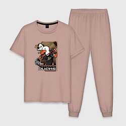 Пижама хлопковая мужская Anaheim Ducks, цвет: пыльно-розовый