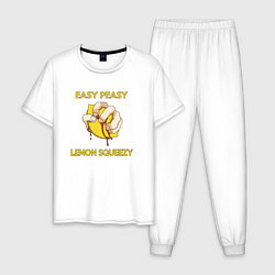 Пижама хлопковая мужская Easy Peasy, цвет: белый