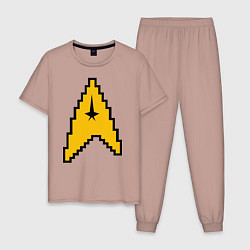 Пижама хлопковая мужская Star Trek: 8 bit, цвет: пыльно-розовый
