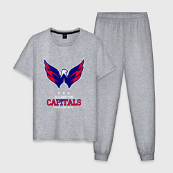 Пижама хлопковая мужская Washington Capitals цвета меланж — фото 1