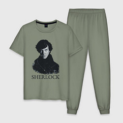 Пижама хлопковая мужская Sherlock Art, цвет: авокадо