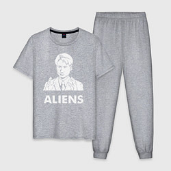 Пижама хлопковая мужская Mulder Aliens, цвет: меланж