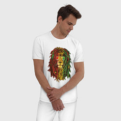 Пижама хлопковая мужская Rasta Lion, цвет: белый — фото 2
