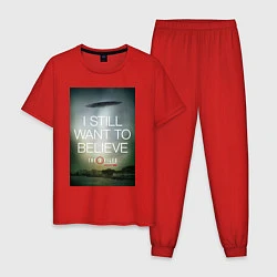 Пижама хлопковая мужская X-Files: Aliens, цвет: красный