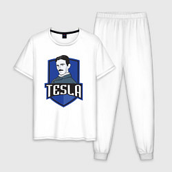 Пижама хлопковая мужская Никола Тесла, цвет: белый