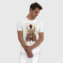 Пижама хлопковая мужская Дыхательная система, цвет: белый — фото 2