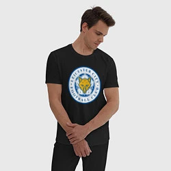 Пижама хлопковая мужская Leicester City FC, цвет: черный — фото 2