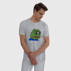 Пижама хлопковая мужская Sad frog, цвет: меланж — фото 2