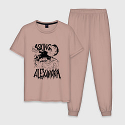 Пижама хлопковая мужская Asking Alexandria Devil, цвет: пыльно-розовый