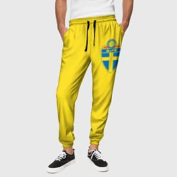Брюки на резинке мужские Сборная Швеции, цвет: 3D-принт — фото 2