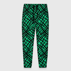Брюки на резинке мужские Абстрактный зелено-черный узор, цвет: 3D-принт