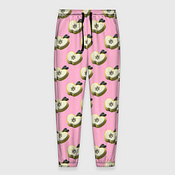 Мужские брюки Яблочные дольки на розовом фоне с эффектом 3D