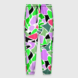 Брюки на резинке мужские Abstract pattern green pink spots, цвет: 3D-принт