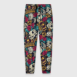 Брюки на резинке мужские Тату короны и бриллианта, цвет: 3D-принт