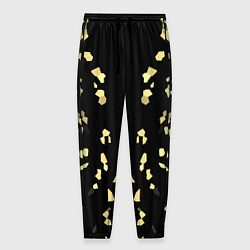 Брюки на резинке мужские Абстрактный узор золото на черном, цвет: 3D-принт