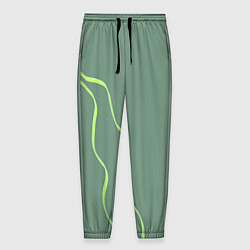 Мужские брюки Абстрактные зеленые линии на фоне цвета хаки