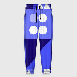 Брюки на резинке мужские Геометрические синие, фиолетовые и белые фигуры, цвет: 3D-принт