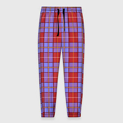 Брюки на резинке мужские Ткань Шотландка красно-синяя, цвет: 3D-принт