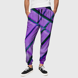 Брюки на резинке мужские Фиолетовый фон и тёмные линии, цвет: 3D-принт — фото 2