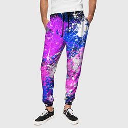Брюки на резинке мужские Разбрызганная фиолетовая краска - темный фон, цвет: 3D-принт — фото 2