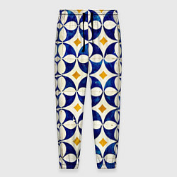 Брюки на резинке мужские Бело-синяя лепестковая текстура, цвет: 3D-принт