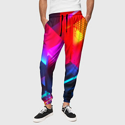 Брюки на резинке мужские Neon stripes color, цвет: 3D-принт — фото 2