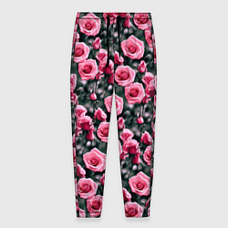 Мужские брюки Кусты розовых роз на сером фоне