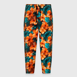 Мужские брюки Оранжевые цветы гавайские