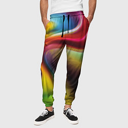 Брюки на резинке мужские Rainbow waves, цвет: 3D-принт — фото 2