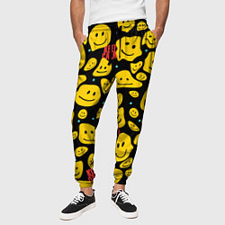 Брюки на резинке мужские Смайлик сохраняй спокойствие, цвет: 3D-принт — фото 2