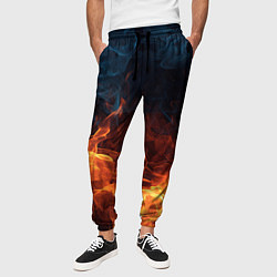 Брюки на резинке мужские Fire black background, цвет: 3D-принт — фото 2