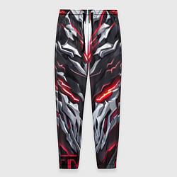 Брюки на резинке мужские Красный неоновый кибер демон, цвет: 3D-принт
