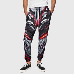 Брюки на резинке мужские Красный неоновый кибер демон, цвет: 3D-принт — фото 2