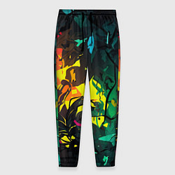 Мужские брюки Яркие разноцветные абстрактные листья
