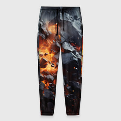 Брюки на резинке мужские Взрыв камней и плит, цвет: 3D-принт