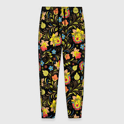 Мужские брюки Хохломская роспись разноцветные цветы