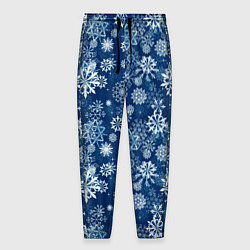 Мужские брюки Snowflakes on a blue background