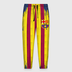 Брюки на резинке мужские Полосатые цвета футбольного клуба Барселона, цвет: 3D-принт