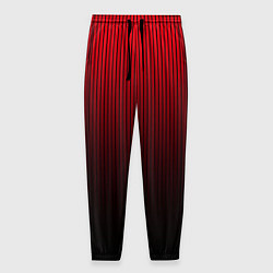 Брюки на резинке мужские Красно-чёрный градиент в полоску, цвет: 3D-принт