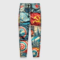 Брюки на резинке мужские Пэчворк джинсы в СССР, цвет: 3D-принт