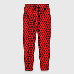 Брюки на резинке мужские Ярко-красный с чёрными линиями, цвет: 3D-принт