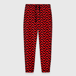 Брюки на резинке мужские Чёрно-красный искажённые полосы, цвет: 3D-принт