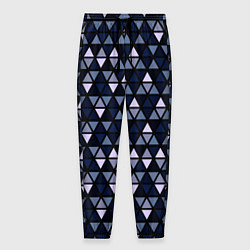 Брюки на резинке мужские Чёрно-синий паттерн треугольники, цвет: 3D-принт