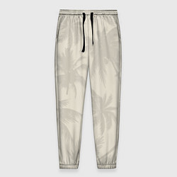 Брюки на резинке мужские Бежевые пальмы паттерн, цвет: 3D-принт