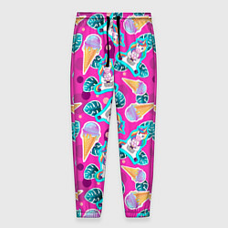 Брюки на резинке мужские Единорог с мороженым паттерн, цвет: 3D-принт