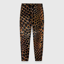 Брюки на резинке мужские Реалистичная кожа змеи темно коричневая, цвет: 3D-принт