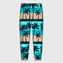Брюки на резинке мужские Пляжные пальмы паттерн, цвет: 3D-принт
