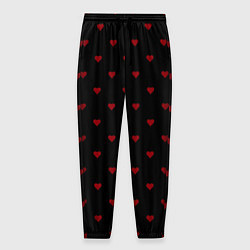Мужские брюки Чёрный в красные маленькие сердечки