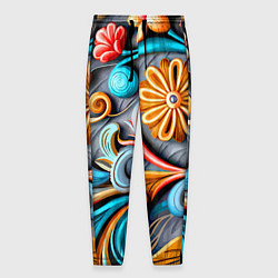 Брюки на резинке мужские Растительный узор - нейросеть, цвет: 3D-принт