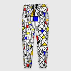Брюки на резинке мужские Абстракция цветных прямоугольников Пит Мондриан, цвет: 3D-принт